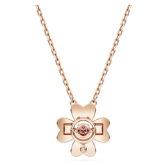 SWAROVSKI Idyllia pendant (Clover, White, Rose gold-tone plated) - Dây cổ, dây chuyền lá, pha lê hồng - JEWELRY NECKLACE