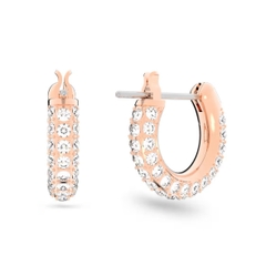 SWAROVSKI Dextera hoop stone earrings (Pavé, Small, White, Rose gold-tone plated) - Khuyên tai tròn màu vàng hồng, pha lê trắng - JEWERY
