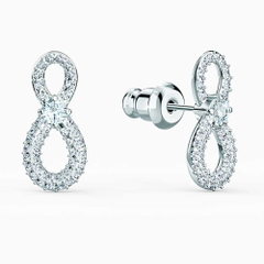 SWAROVSKI Hyperbola earrings (Infinity, White, Rhodium plated) - Khuyên tai, hình vô cực vĩnh cửu, màu trắng- JEWERY