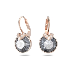 SWAROVSKI Bella V drop earrings (Round cut, Gray, Rose gold-tone plated) - Khuyên tai, pha lê xám - JEWERY