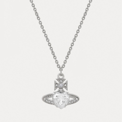 CHÍNH HÃNG - VIVIENNE WESTWOOD Ariella Pendant Necklace - Dây cổ/chuyền, đá CZ trắng trái tim - JEWELRY