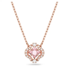SWAROVSKI Una necklace (Clover, Pink, Rose gold-tone plated) - Dây cổ, dây chuyền pha lê hồng - JEWELRY NECKLACE