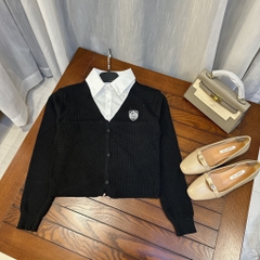 Áo Cardigan - cổ sơ mi trắng NĐ Korea (mặt sau trơn)
