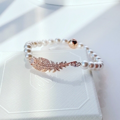 SWAROVSKI Nice bracelet (Feather, White, Rose gold-tone plated) - Vòng/lắc tay ngọc trai pha lê, lông vũ - SWAROVSKI - JEWELRY