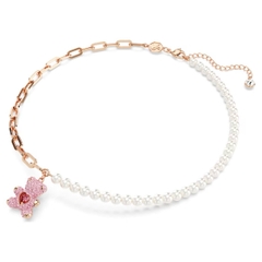 SWAROVSKI Teddy pendant (Bear, Pink, Rose gold-tone plated) - Dây cổ, dây chuyền gấu hồng mix ngọc trai - JEWELRY NECKLACE