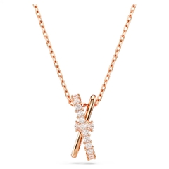 SWAROVSKI Hyperbola pendant (Mixed cuts, Twist, White, Rose gold-tone plated) - Dây cổ, dây chuyền, mặt xoắn chéo, pha lê trắng - JEWELRY NECKLACE
