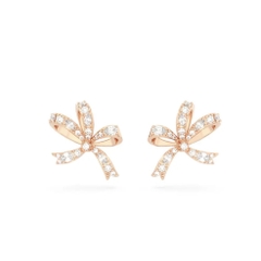 SWAROVSKI Volta stud earrings (Bow, Small, White, Rose gold-tone plated) - KHUYÊN TAI HÌNH NƠ - SWAROVSKI - JEWELRY
