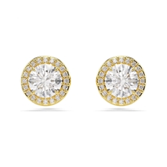 SWAROVSKI Una Angelic stud earrings (Round cut, Gold-tone plated) - Khuyên tai, pha lê tròn, màu vàng - JEWERY
