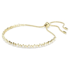 CHÍNH HÃNG - SWAROVSKI Matrix Tennis bracelet (Round cut, White, Gold-tone plated) - Vòng, lắc tay, đính đá pha lê trắng, mạ tone gold - JEWELRY BRACELET