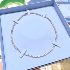 CHÍNH HÃNG - Matrix Tennis necklace (Round cut, White, Rhodium plated) - Dây cổ, chuyền pha lê trắng (0,4mm) (M-41cm) - JEWELRY