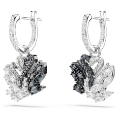SWAROVSKI Swan drop earrings (Black, Mixed metal finish) - Khuyên tai, cặp đôi thiên nga trắng và đen - JEWERY