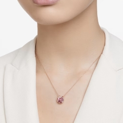 SWAROVSKI Bella V pendant (Round cut, Pink, Rose gold-tone plated) - Dây cổ, dây chuyền pha lê tròn màu hồng - JEWELRY NECKLACE