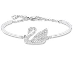 SWAROVSKI Iconic Swan bangle (Swan, White, Rhodium plated) - Vòng/lắc tay thiên nga trắng - BRACELET - JEWELRY