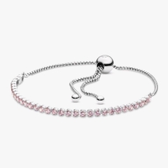 PANDORA Sparkling Strand Slider Bracelet Pink (Silver Sterling, Pink Zirconia) - Vòng/lắc tay dây rút bạc 925, đá CZ hồng - JEWELRY BRACELETS