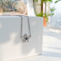 SWAROVSKI Stella pendant (Mixed cuts, Star, Blue, Rhodium plated) - Dây cổ, dây chuyền ngôi sao - SWAROVSKI - JEWELRY NECKLACE