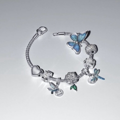 PANDORA Oversized Butterfly Charm  (Silver Sterling, Zircona) - Hạt treo trang trí vòng tay / mặt dây chuyền, hình bướm xanh, size to, bạc 925 - JEWELRY