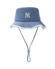 MŨ MLB Color Denim Safari Bucket Hat New York Yankees NY Blue - Mũ vành tròn, có dây thắt, màu xanh