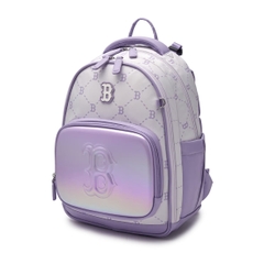 MLB Dia Monogram School Bag Set (backpack + tote crossbody bag) BOSTON RED SOX Lavender - Bộ gồm 2 món (Balo + Túi) màu tím