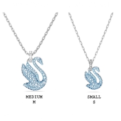 SWAROVSKI Swan pendant (Swan, M or S size, Blue, Rhodium plated) - Dây cổ, dây chuyền thiên nga xanh - JEWELRY NECKLACE