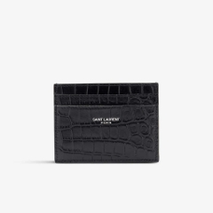 VÍ YSL GIỮ THẺ - CREDIT - HOLDER CARD CASE IN CROCODILE BLACK (da croc)