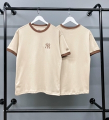 Áo New Era NY Newyork Brown Line T-Shirt - Áo thun cổ tròn tay lỡ viền nâu