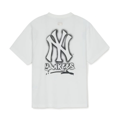 MLB Basic Street Logo Overfit Short Sleeve T-Shirt Newyork WHITE - Áo thun cổ tròn tay lỡ màu trắng