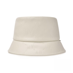 Mũ MLB Diamond Monogram Leather Bucket Hat New York Yankees Cream - Mũ vành tròn, chất da, màu trắng kem