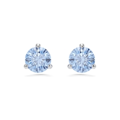 SWAROVSKI Solitaire stud earrings (Round cut, Blue, Rhodium plated) - Khuyên tai, hình tròn, pha lê xanh - JEWERY