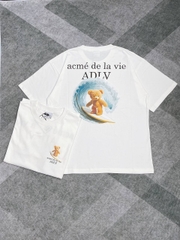 ÁO ADLV SURF BEAR SHORT SLEEVE T-SHIRT CREAM - Áo thun cổ tròn tay lỡ màu trắng kem