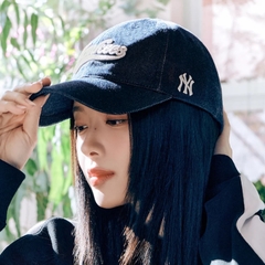 Mũ MLB Culsive Lettering Denim Unstructured Ball Cap New York Yankees NAVY DENIM