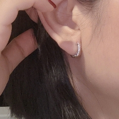 SWAROVSKI Matrix hoop earrings (Round cut, White, Rhodium plated) - Khuyên tai, vòng tròn đính pha lê - JEWERY