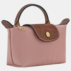 CHÍNH HÃNG - MINI SIZE - TÚI LONGCHAMP LE PLIAGE ORIGINAL POUCH WITH HANDLE - PINK TEA - Túi xách màu hồng trà, hồng nude sữa