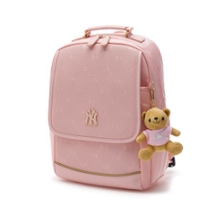 MLB BALO, TÚI DIA MONOGAM EMBOSSED SCHOOLBAG PINK BACKPACK (SET GỒM BALO + TÚI XÁCH ĐI KÈM)