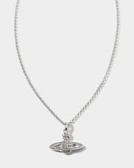 VIVIENNE WESTWOOD Mini Bas Relief Orb Pendant Necklace - Dây cổ/chuyền hình quả cầu hai chiều, phối đá CZ trắng - JEWELRY NECKLACE
