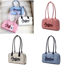 Túi MLB Varsity Cursive Denim Shoulder Bag Pink/Blue/White - Túi xách, đeo vai màu hồng/xanh/trắng