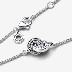 PANDORA Signature Intertwined Pavé Chain Bracelet (Sterling Silver, Zirconia) - Vòng/ lắc tay bạc 925, đính đá CZ