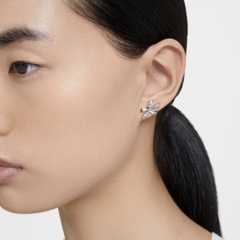 SWAROVSKI Volta stud earrings  (Bow, Small, White, Rhodium plated) - Khuyên tai hình nơ trắng - JEWERY