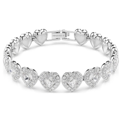 CHÍNH HÃNG - SWAROVSKI x Ariana Grande - Tennis bracelet (Mixed cuts, Heart, White, Rhodium plated) - Vòng, lắc tay, đính đá pha lê đa trắng, trái tim - JEWELRY BRACELET