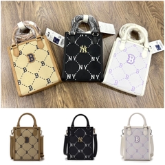 TÚI MLB MONOGRAM PHONE TOTE CROSSBODY BAG BROWN/PINK/BLACK - TÚI ĐEO CHÉO - MÀU NÂU/HỒNG/ĐEN