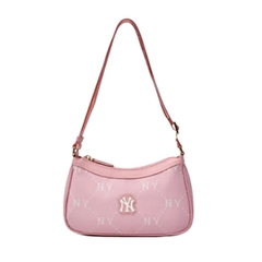 TÚI MLB MONOGRAM SHOULDER BAG BROWN/PINK/BLACK - TÚI ĐEO CHÉO, VAI - MÀU NÂU/HỒNG/ĐEN