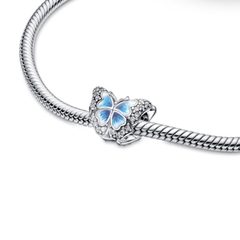 PANDORA Blue Butterfly Sparkling Charm (Silver Sterling) - Hạt trang trí vòng tay, hình bướm tráng men màu xanh, bạc 925 - JEWELRY