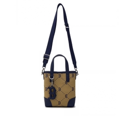 Túi MLB Diamond monogram jacquard mini tote crossbody bag Boston Red Sox Beige - Túi xách, túi đeo chéo màu nâu be