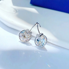 CHÍNH HÃNG - SWAROVSKI Bella V drop earrings (Round cut, White, Rhodium plated) - Khuyên tai, đính pha lê trắng - JEWERY