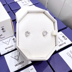 SWAROVSKI Matrix stud earrings (Trilliant cut, White, Rhodium plated) - Khuyên tai pha lê trắng - JEWERY