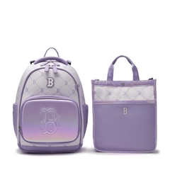MLB Dia Monogram School Bag Set (backpack + tote crossbody bag) BOSTON RED SOX Lavender - Bộ gồm 2 món (Balo + Túi) màu tím