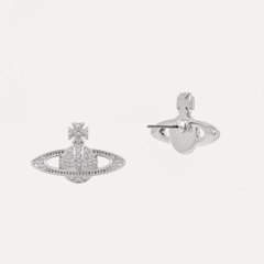 VIVIENNE WESTWOOD Mini Bas Relief Earrings - Khuyên tai hình quả cầu hai chiều, phối đá pha lê trắng - JEWELRY EARRINGS