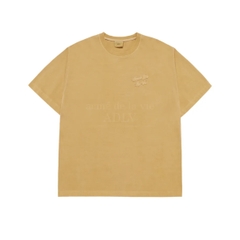 ADLV APPLIQUE LOGO PIGMENT TSHIRT YELLOW - Áo thun cổ tròn tay lỡ màu vàng
