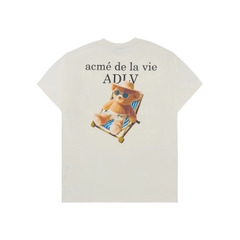 ÁO ADLV BEACH BEAR SHORT SLEEVE T-SHIRT CREAM - Áo thun cổ tròn tay lỡ màu trắng kem