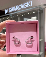 SWAROVSKI Matrix hoop earrings (Heart, Small, White, Rhodium plated) - KHUYÊN TAI HÌNH TRÁI TIM - SWAROVSKI - JEWELRY
