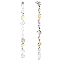 SWAROVSKI Gema drop earrings (Asymmetrical design, Mixed cuts, Extra long, Multicolored, Rhodium plated) - KHUYÊN TAI SWAROVSKI - JEWELRY